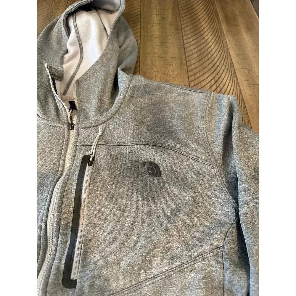 The North Face Men's Gray Full Zip Hooded Fleece Jacket XL Defects